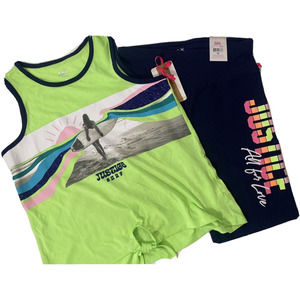 NWT Girls Sz XL 14/16 Justice Tank Biker Short Set Beach Surf Gym Glitter Dance